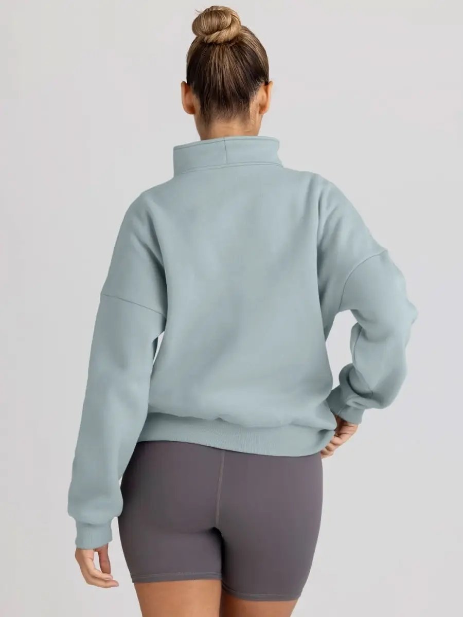 Trendy Queen Sweatshirts Half Zip Pullover Quarter Zip Oversized Hoodies Sweaters Comfy Fall Outfits 2024 Y2K Winter Clothes - Love Salve